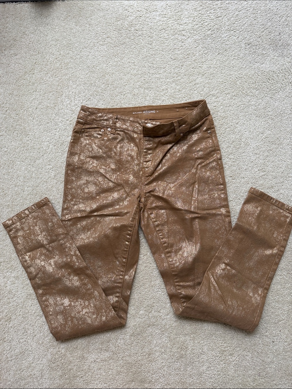 Chico's Metallic Bronze Brown Jeggings